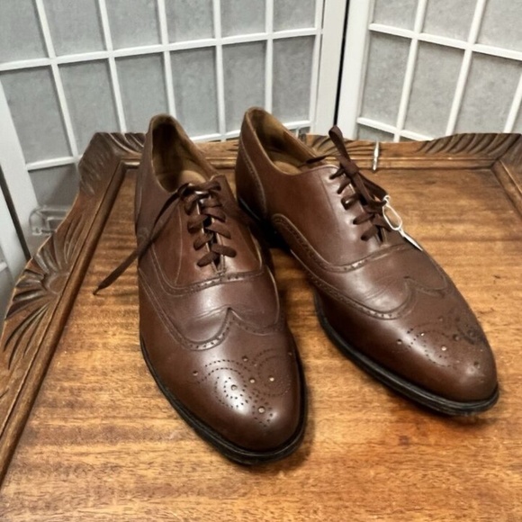 Lord & Taylor, Men’s, Shoes Oxford, Leather, Brown, Size 9.5, Lace up, Wingtip.! main image 9